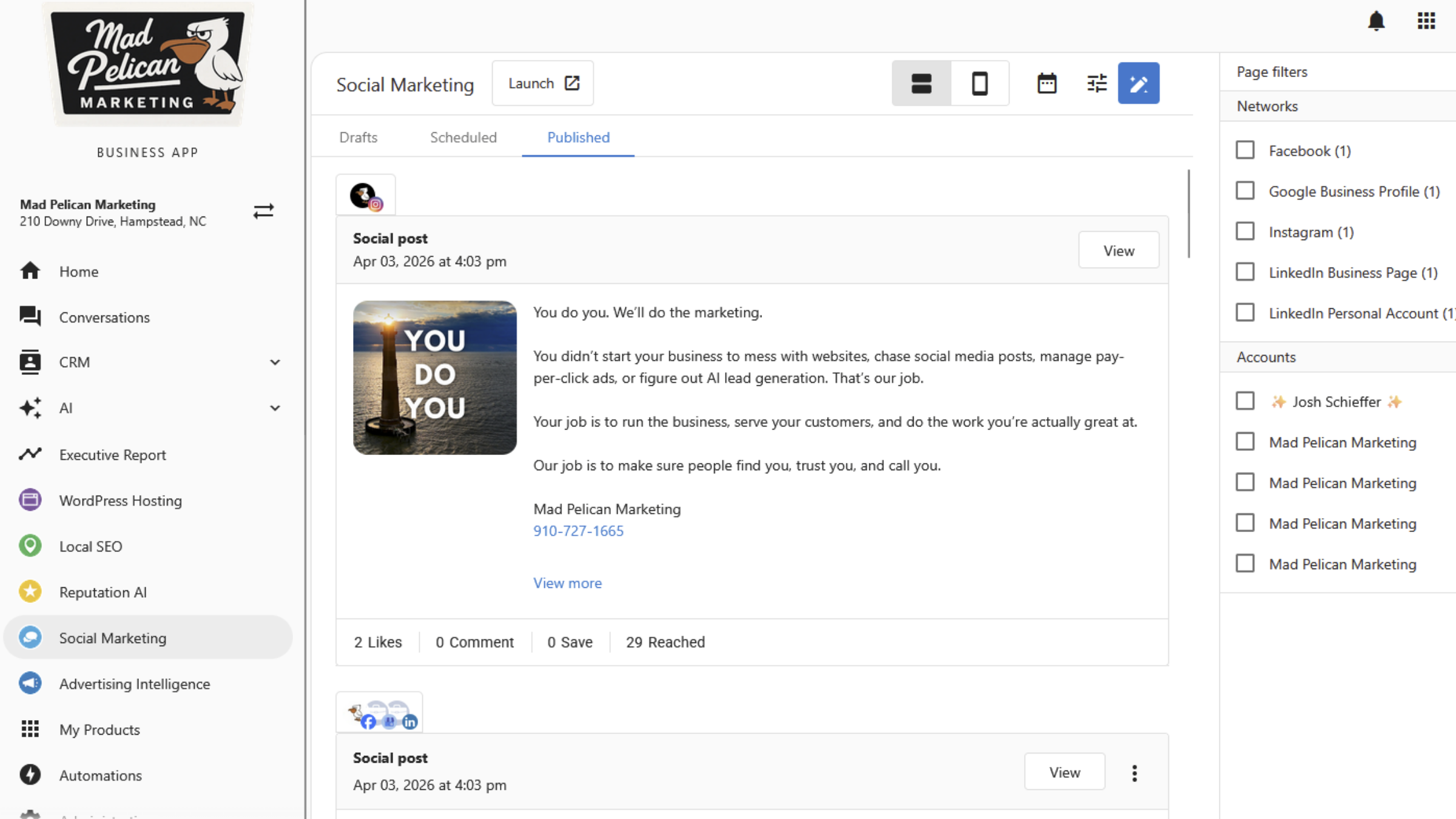 Our Mad Pelican Social Media Platform